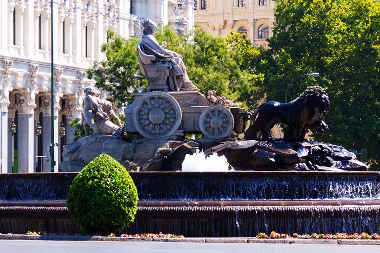 The Cibeles Fountain at Plaza de Cibeles. Madrid, Spain